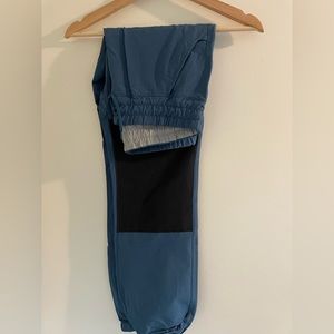 MEC size 8, blue hiking pants with black knee patch